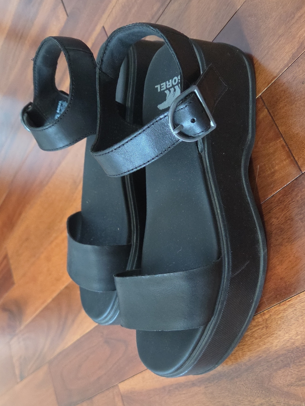 Sorel Black Women's Platform Ankle-Strap Sandals